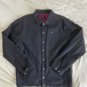 Jiberish Men's Denim Coach Jacket - Black Size Large